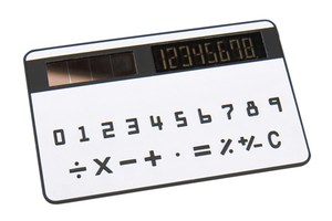 8-digit credit card size calculator "Takeaway" with an inverted screen