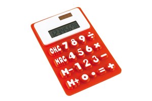 8-digit rubber calculator "Wobbly" with dual power and flexible profile-soft buttons
