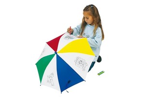 Children´s umbrella "Artist" to draw on, safety opening, includes 4 crayons