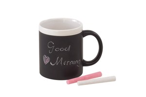 Ceramic mug "Hot message" with 2 pieces of chalk to draw on the surface of the mug