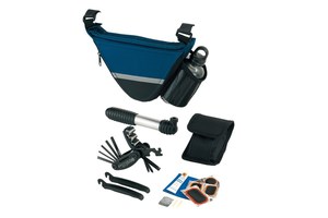 Bicycle bag "Bike Aid" with reflectors, tools and repair kit and an aluminium drinking bottle