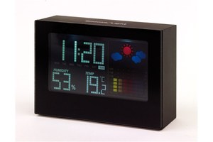 Alarm clock "Colour" with weather forecast - black display with coloured elements