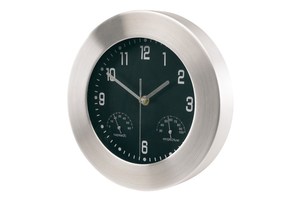 Aluminium wall clock "Jupiter" with hygro/ thermometer
