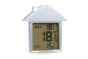 Thermometer "Comfort" with temperature display with a suction cup and removable roof for various positioning