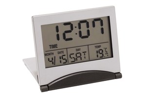 LCD travel alarm clock "Aster" with date and thermometer