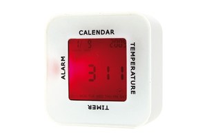 Colourful desk alarm clock "4 in 1" with a 3 coloured LCD screen