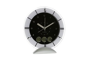 Desk clock &quot;Meteora&quot; with an analogue display, digital date display, calendar and thermometer