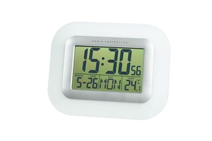 Digital radio-controlled clock &quot;Punctual&quot; with alarm clock, date and temperature