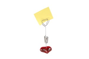 Memo holder "Heart One" with a transparent heart as the foot