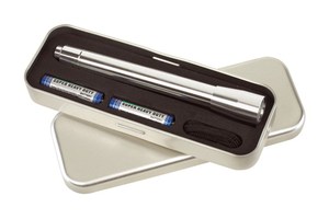 Elegant aluminium penlight "Spot", packed in a metal box