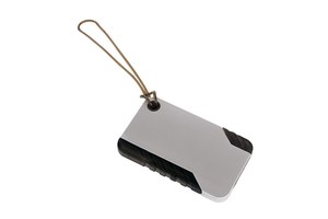 Luggage tag "Godspeed" with an integrated removable ball point pen