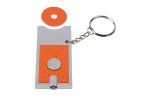 LED key ring "Shopping", white light and token for the shopping cart