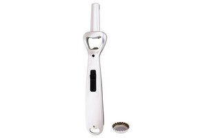 BBQ lighter "Open End" with a bottle opener, white LED, hanger, filled with gas, refillable