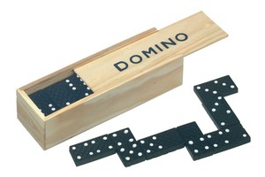 Domino game with 28 pieces