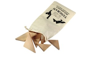 Puzzle "Tangram", wooden, in cotton bag