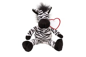 Plush zebra "Lorenzo" with soft fur and a heart for printing