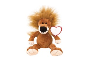 Plush lion "Fetzy" with soft fur and a heart for printing
