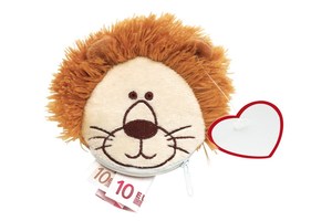 Plush wallet "Little money" with zipper and heart for printing