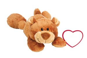 Horizontal plush teddy "Nick" with heart for printing