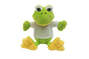 Plush frog "Frieda" with soft fur and white T-shirt (packed separately)