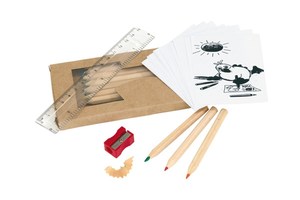 Pencil set "Being Busy", colouring book with pictures to colour in