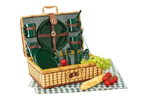 Picnic basket "Green Park" with plastic cutlery for 4 people