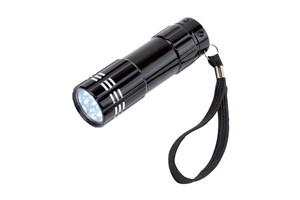 LED torch "Powerful" with 9 bright white LED lights, ON/OFF button
