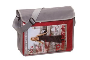 Shoulder bag "Visual" with a transparent PVC slip-in pocket on the front