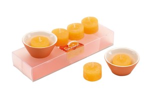 Candle set "Sensual" consists of 6 perfumed (Orange) candles and 2 holders