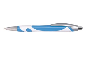 Ballpoint pen &quot;Modern&quot; with a matt silver-coloured plastic clip and black ink