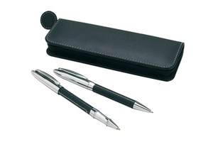 Pen set "Vici" packed in a zip case with decorative seam