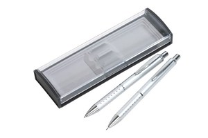 Writing set "Preston" consists of ballpoint pen (black ink) and pencil, packed in a case