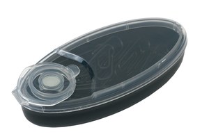 Paperclip dispenser "Canoe": with transparent cover and magnet on the closure