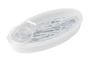 Paperclip dispenser "Canoe": with transparent cover and magnet on the closure