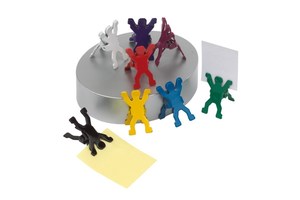 Office clips "Team": with magnetic paperweight and 8 differently coloured metal clips