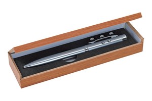Ball pen "Bundle" with laser pointer and white LED in wooden box