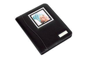 Conference file "Aristo" in a DIN A5 format with a turnable frame (one side with a calculator and the other for a photo)