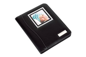 Conference file "Aristo" in a DIN A4 format with a turnable frame (one side with a calculator and the other for a photo)