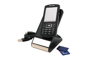 Moblie phone holder "Eden" with a card reader for SD, MS and M2 memory cards (includes USB cable)