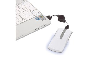 Optical mouse "Shine": with rollable USB cable (approx. 80 cm) and scroll ball